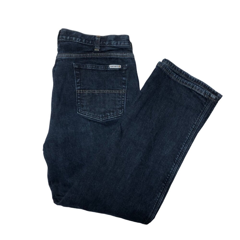 Carhartt Jeans Original Fit Flannel Lined Straight Leg Womens Size 16 Short Blue